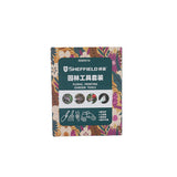 Garden tool set including garden shovel, three-tine rake, pruning shears, and protective gloves